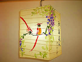 紫藤花鳥彩繪燈籠